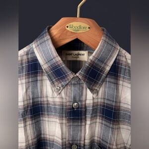 Saint Laurent Paris Hedi Silmane Ombré Check Flannel men’s Sz EU 39 | US 15 1/2
